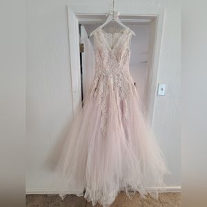 Custom champagne and blush wedding dress ~size 6